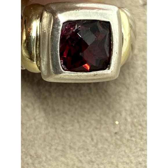 DAVID YURMAN - Sterling Silver 14k Gold & 8mm Garnet Noblesse Ring, Size 5.5 - Picture 11 of 11